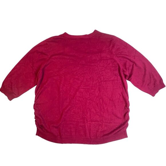 Slope Juniors Plus Blouse Womens 3X Burgundy V Neck Cinched Sweater Casual Top - Picture 2 of 9